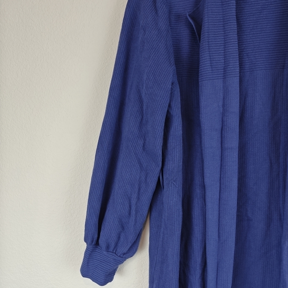 MISOOK Textured Relaxed Ribbed Recycled Knit Duster Cardigan In Blue Size Small - Picture 6 of 15